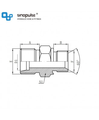 1CM-WD - метрическая наружная резьба 24°LT × конус 60°, герметичное уплотнение