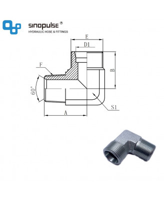 1CN9 - метрическая наружная резьба 24°LT × NPT наружная резьба 60° (колена 90°) 1CN9 - метрическая наружная резьба 24°LT × NPT наружная резьба 60° (колена 90°)
