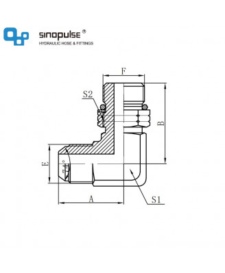 1JO9-OG - JIC наружный конус 74° × SAE O-Ring Boss (колена 90°) 1JO9-OG - JIC наружный конус 74° × SAE O-Ring Boss (колена 90°)