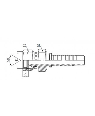 22611D-SM BSP FEMALE 60° Конусное уплотнение ДВОЙНОЙ ШЕСТИГРАННИК- 22611D-SM
