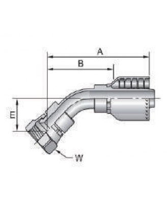 26742F ВНУТРЕННИЙ JIC 37º FLARE SWIVEL45° КОЛЕНО - КОРОТКИЙ ПЕРЕХОД