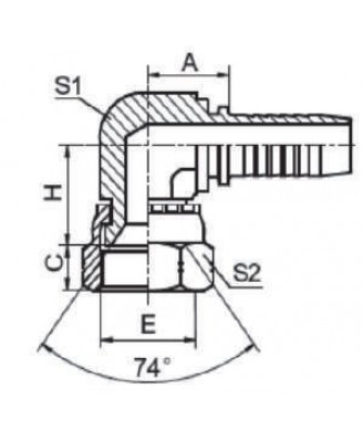 26791K 90° ВНУТРЕННЯЯ РЕЗЬБА 74 °КОНУС SAET / SAE J514 - 26791K
