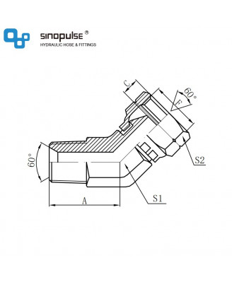 2NB4 - NPT наружная резьба × BSP внутренняя резьба конус 60° (колена 45°) 2NB4 - NPT наружная резьба × BSP внутренняя резьба конус 60° (колена 45°)