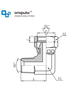 2NB9 - NPT наружная резьба × BSP внутренняя резьба конус 60° (колена 90°) 2NB9 - NPT наружная резьба × BSP внутренняя резьба конус 60° (колена 90°)