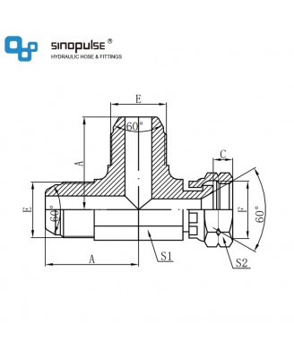 CS - JIS Gas Male 60° Cone × JIS Gas Female 60° Seat Тройник с отводом